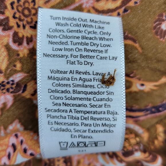 Terra & Sky Womens Blouse Size 4X Brown Paisley Print Ladder Trim Ruffle Peasant - Picture 6 of 11